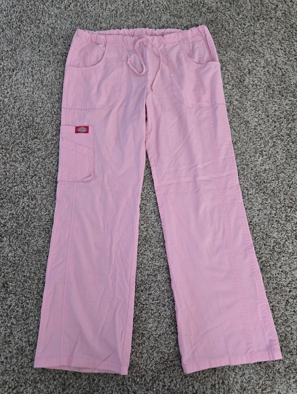 Dickies Pink Drawstring Cargo Scrub Pants